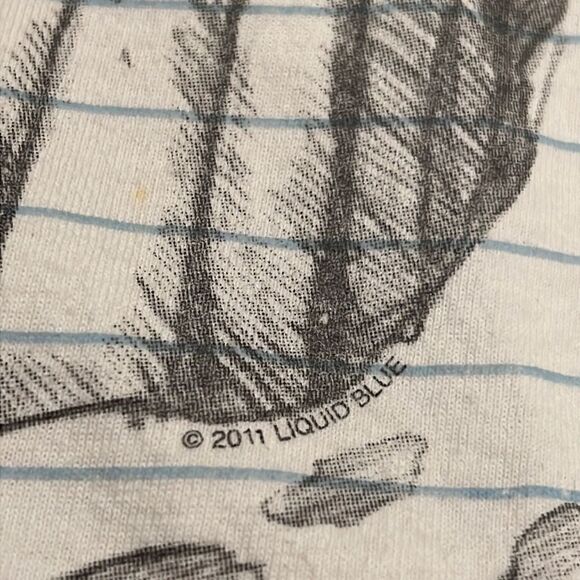 Vintage Y2K Liquid Blue Paper Skulls Reaper 2011 Tee Shirt size L in GUc - Picture 6 of 11